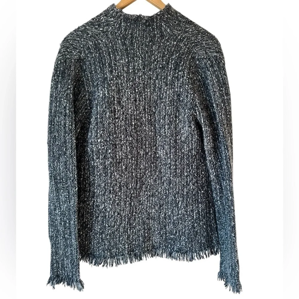 Velvet by Graham & Spencer Tweed Chunky Knit Fringe Open Front Cardigan